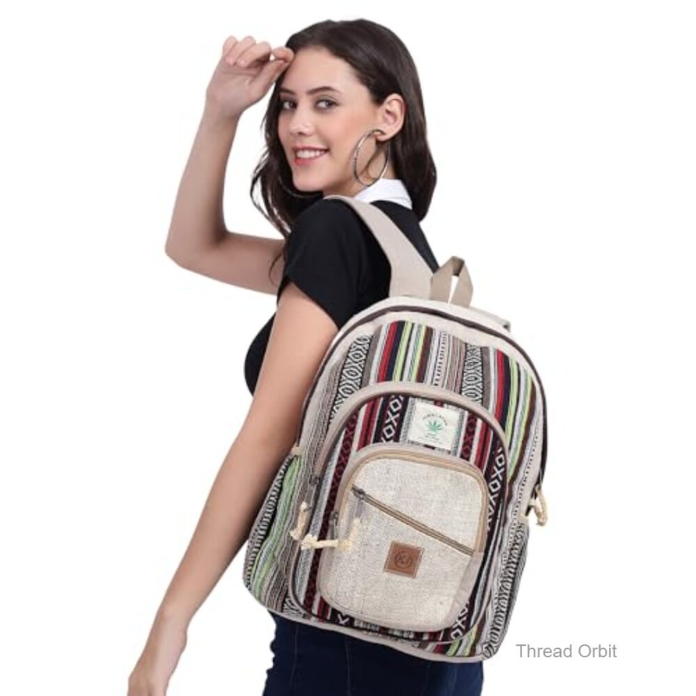 Large Hemp Backpack with Multiple Pockets, Adjust… - image 3